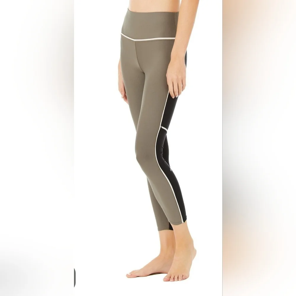Alo Yoga 7/8 High-Waist Element legging,Olive Branch/Black, Size S
